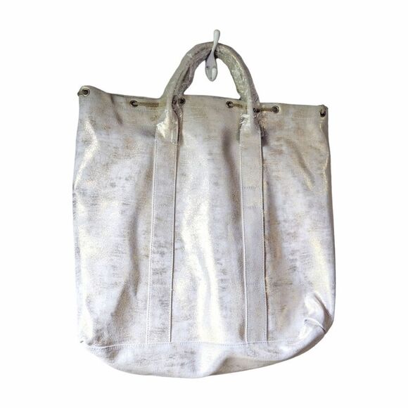 ATM NWT Anthony Thomas Melillo Metallic Nubuck Leather Tote in Beige Gold - Picture 4 of 15